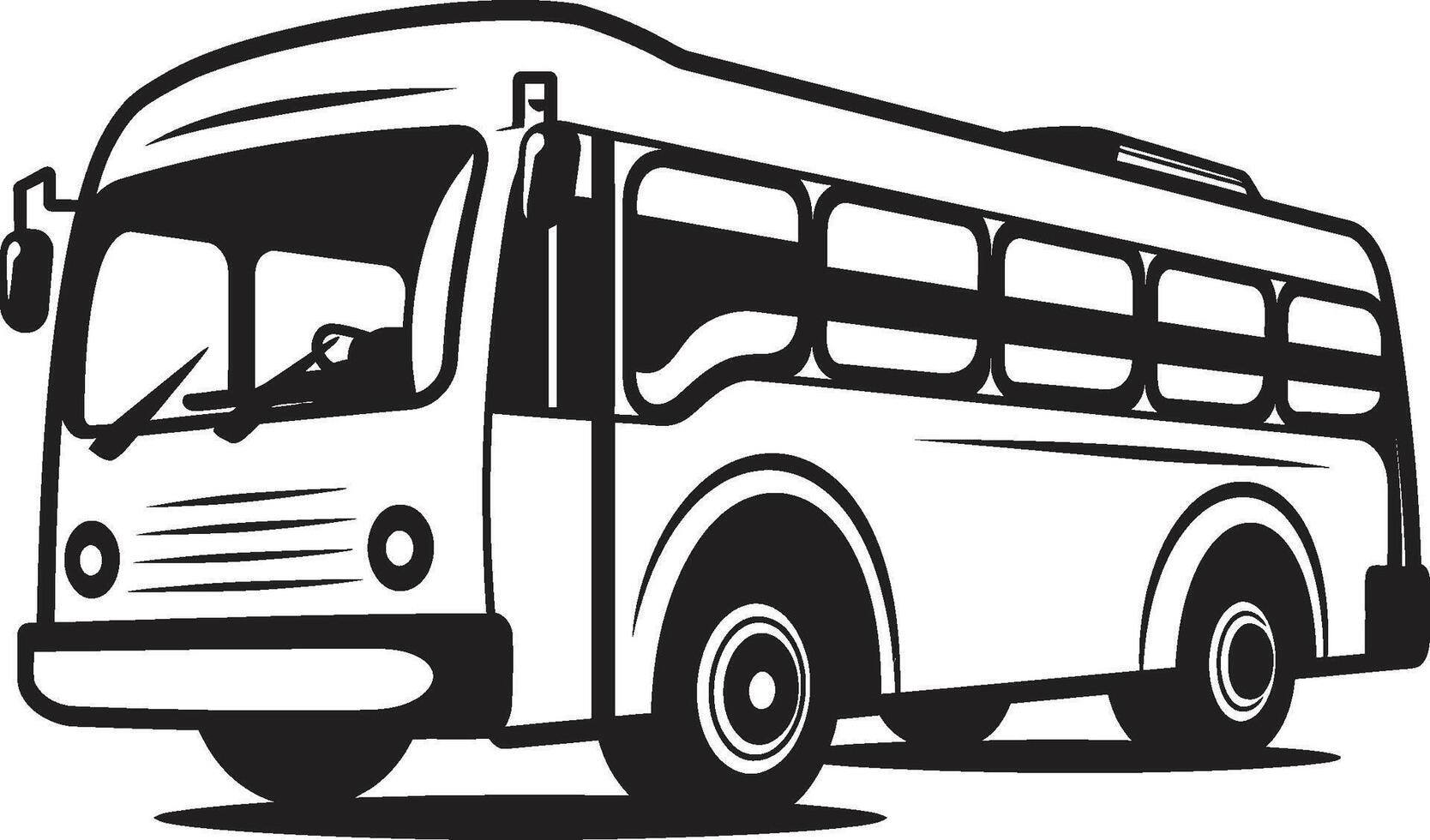 rétro autobus éclat monochrome icône iconique transit noir vecteur emblème