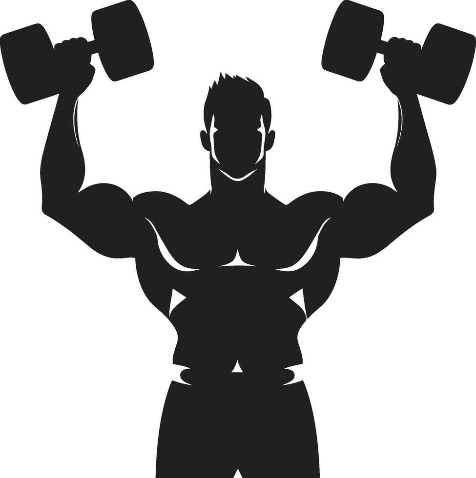Puissance pompe homme faire des exercices logo conception muscle mouvement haltère vecteur icône