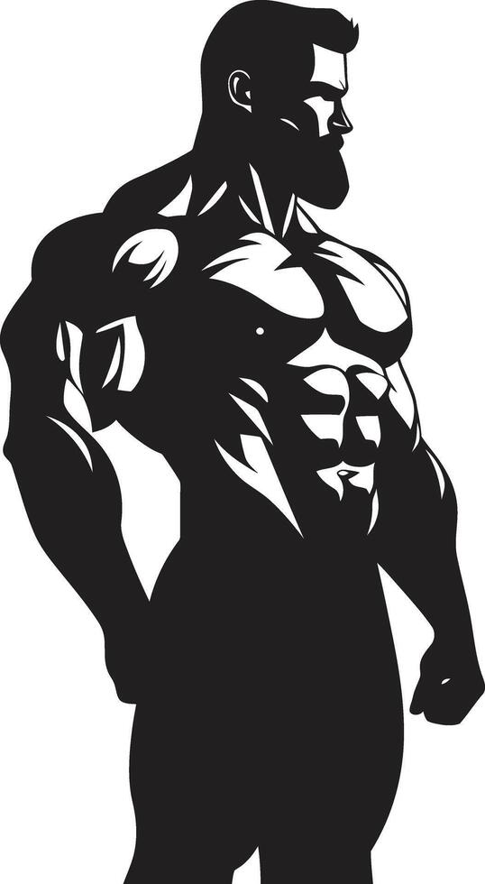 vectorisé vigueur culturistes noir logo icône ombragé force plein corps vecteur conception