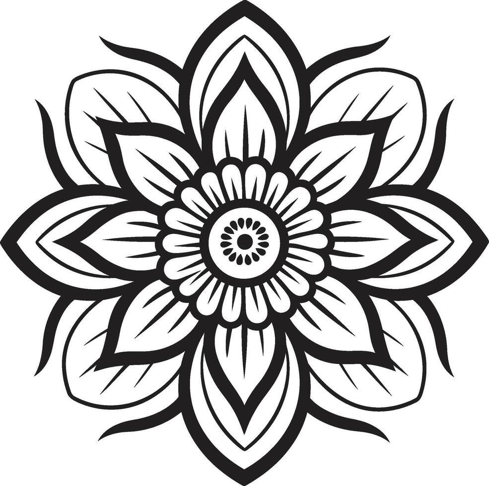 élégant fleur symbole noir icône élégant botanique impression monochrome emblème vecteur