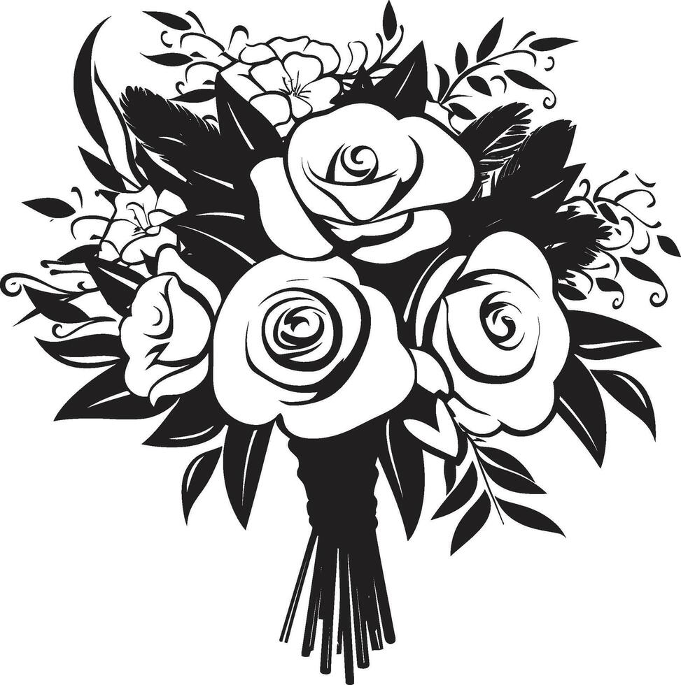 floral élégance noir de mariée icône conception éthéré Floraison harmonie de mariée vecteur emblème