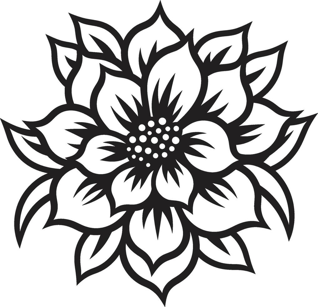 éthéré fleur impression emblématique conception singulier fleur vecteur noir icône
