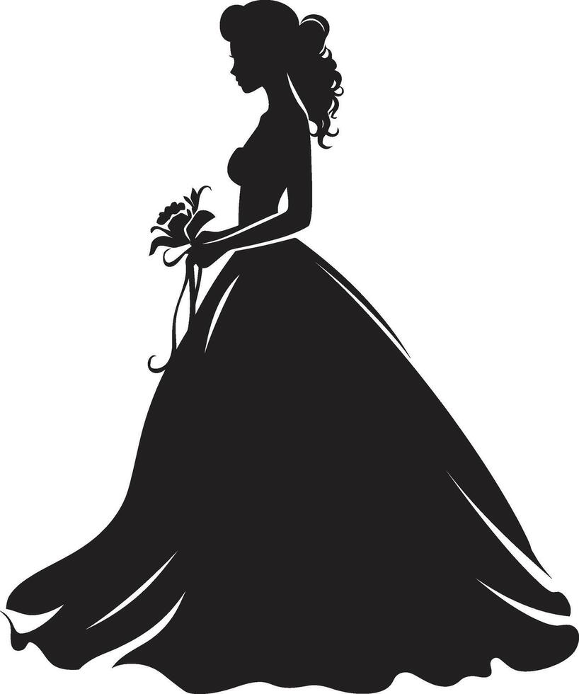 intemporel de mariée la grâce monochrome icône classique la mariée silhouette noir vecteur conception