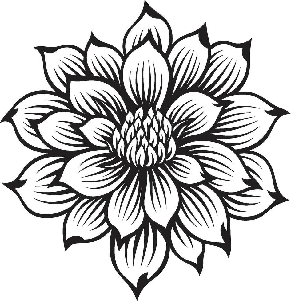 gracieux fleur vecteur noir Signature minimaliste Floraison symbole iconique conception