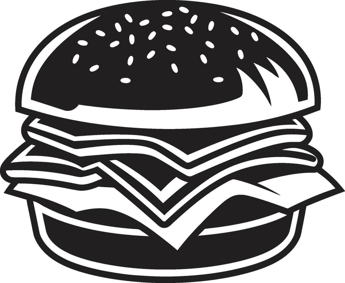 savoureux mystère vecteur Burger icône gourmet sarriette noir vecteur emblème
