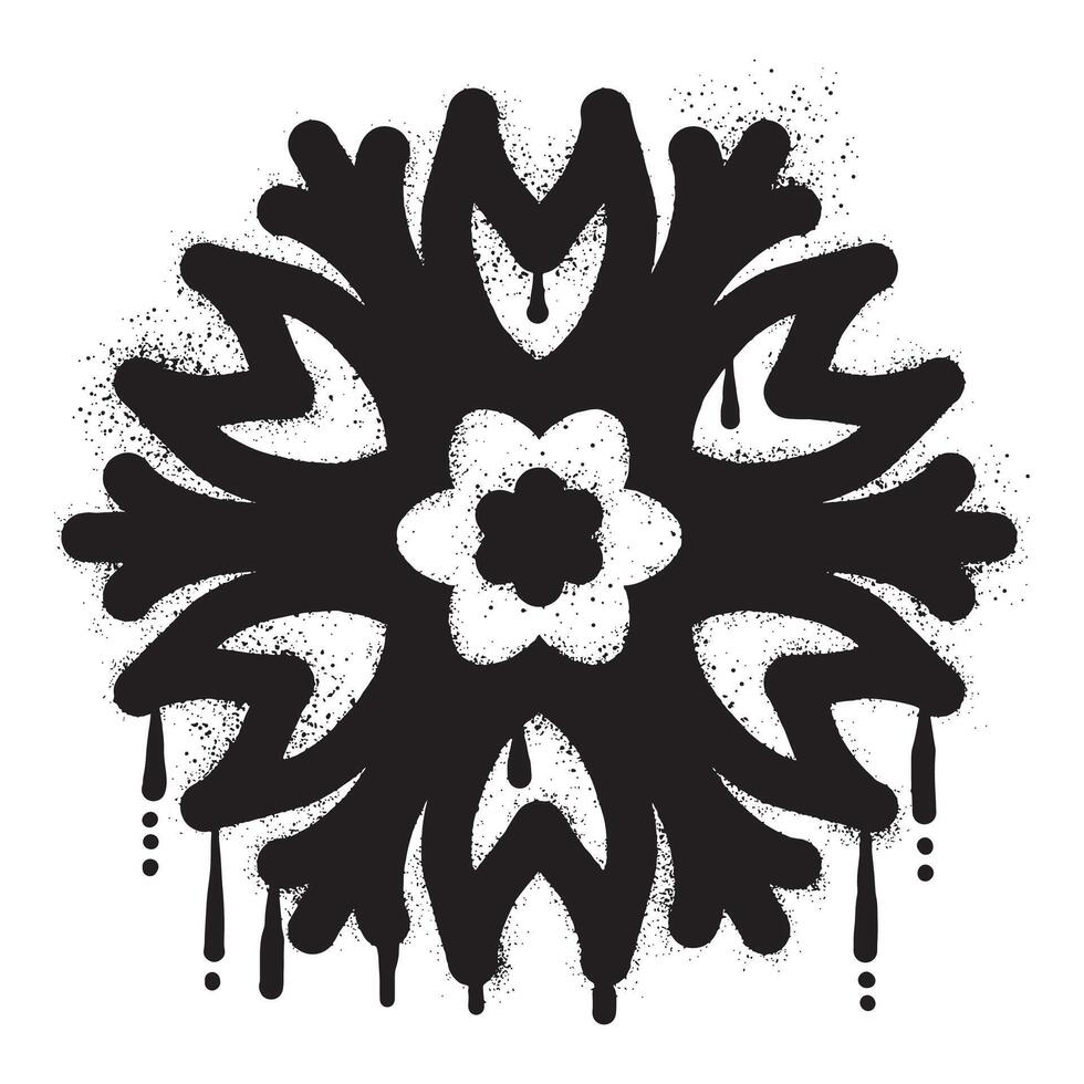 fleur graffiti tiré avec noir vaporisateur peindre vecteur