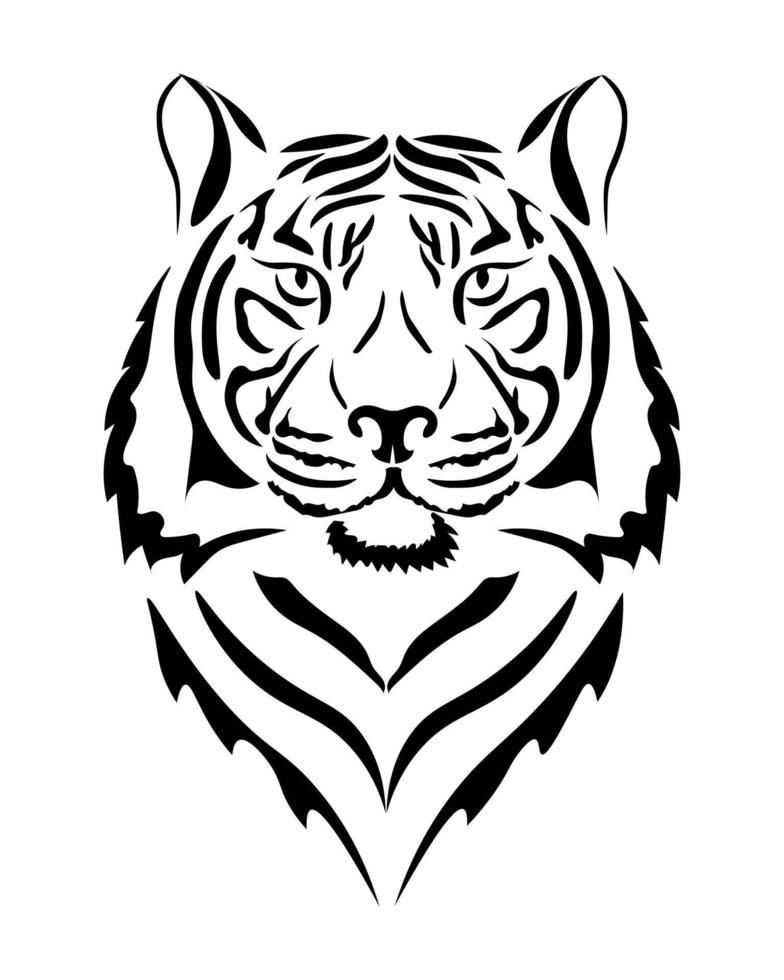tigre. tête de tigre en graphisme noir et blanc. vecteur