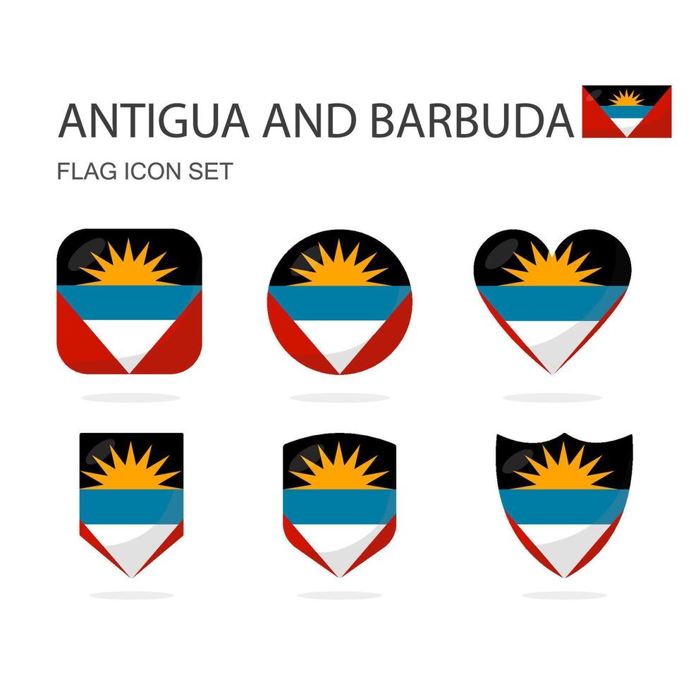 antigua et Barbuda 3d drapeau Icônes de 6 formes tout isolé sur blanc Contexte. vecteur