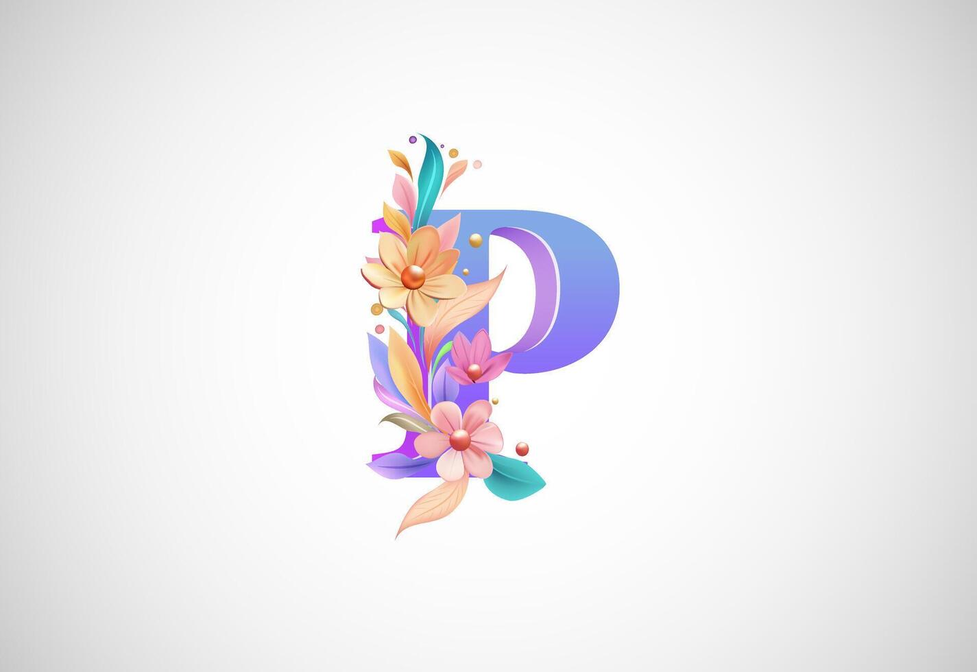floral alphabet p. logo pour mariage faire-part, salutation carte, anniversaire, logo, affiche autre des idées vecteur