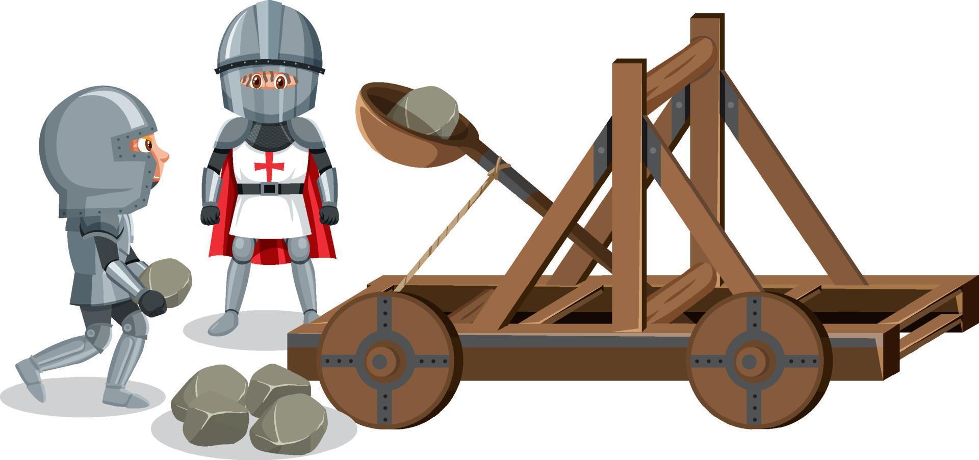 chevaliers et canon époque médiévale vecteur