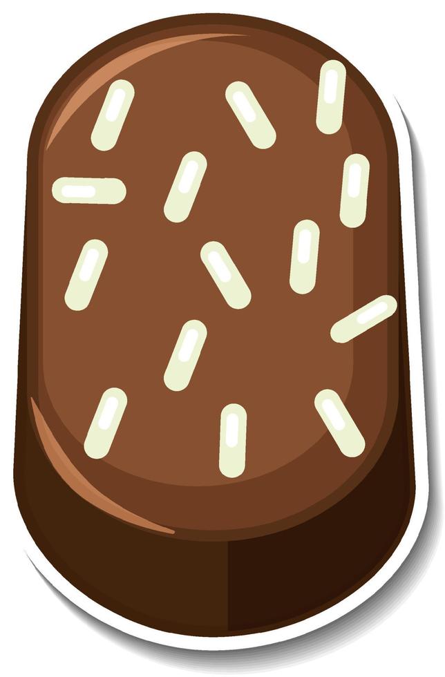 Sticker brownie au chocolat isolé sur fond blanc vecteur