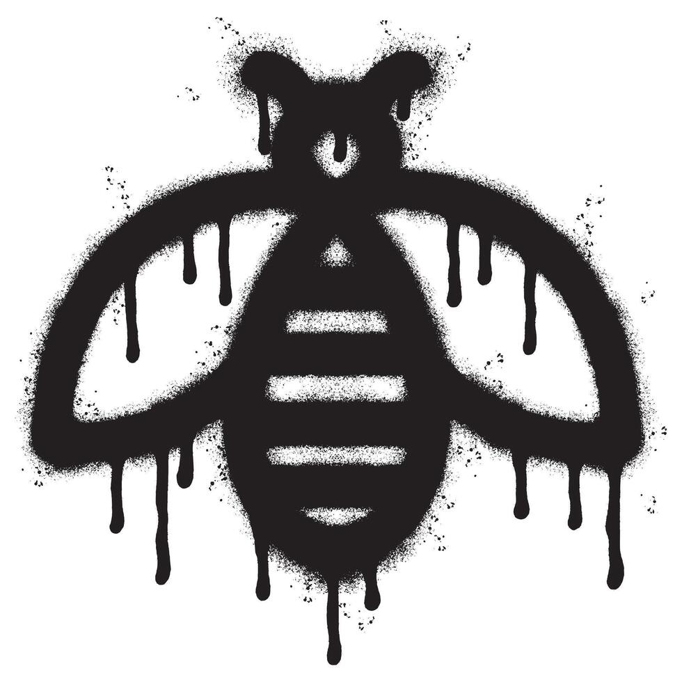 vaporisateur peint graffiti abeille icône pulvérisé isolé avec une blanc Contexte. graffiti abeille symbole avec plus de vaporisateur dans noir plus de blanche. vecteur illustration.