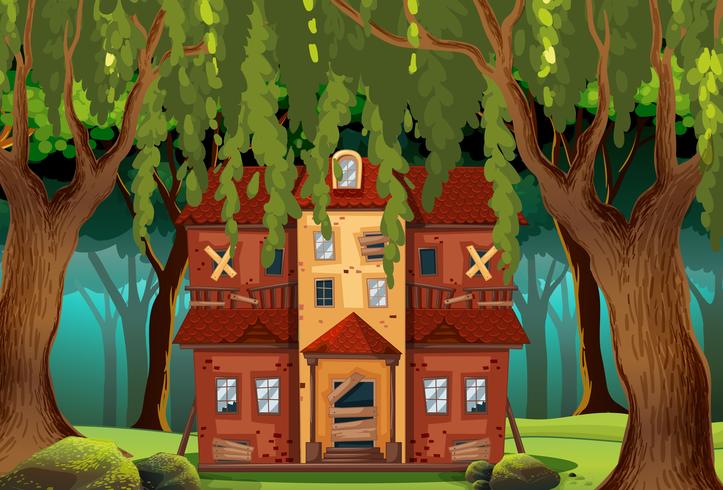 Maison hantée dans la forêt vecteur
