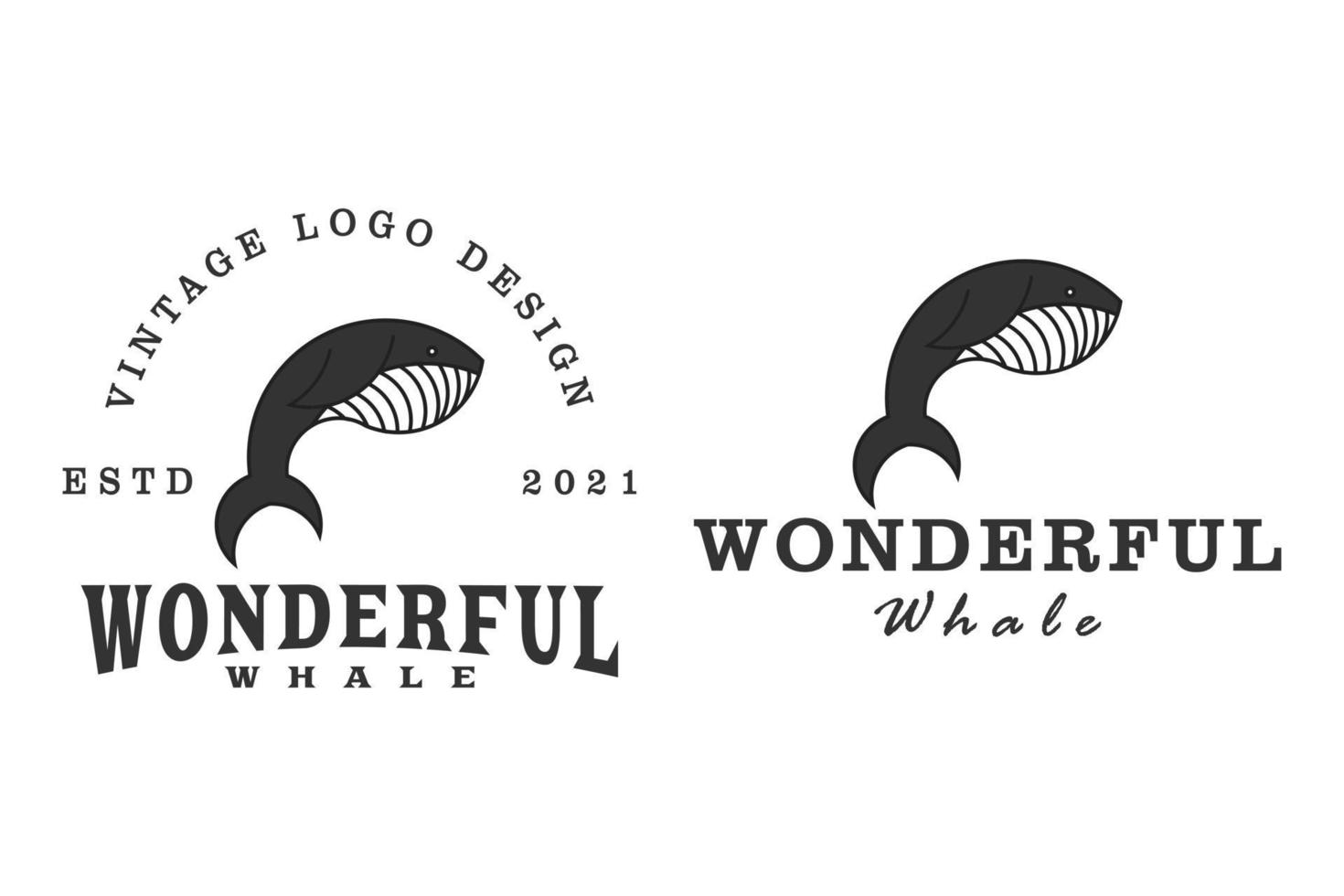 baleine merveilleuse de logo vintage simple vecteur