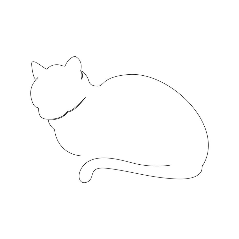 continu un ligne dessin de content animal de compagnie chats Célibataire ligne art vecteur illustration.