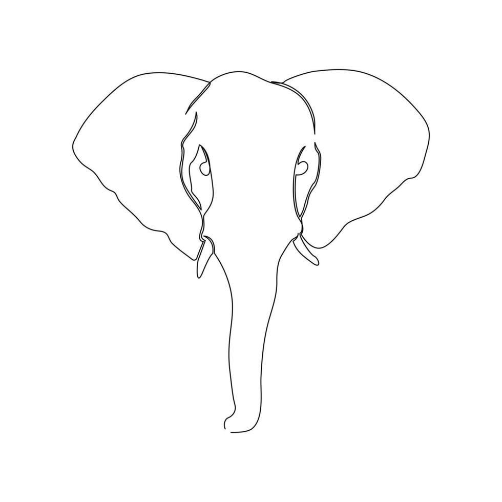 l'éléphant continu Célibataire ligne art dessin et monde faune journée concept minimaliste vecteur art illustration.