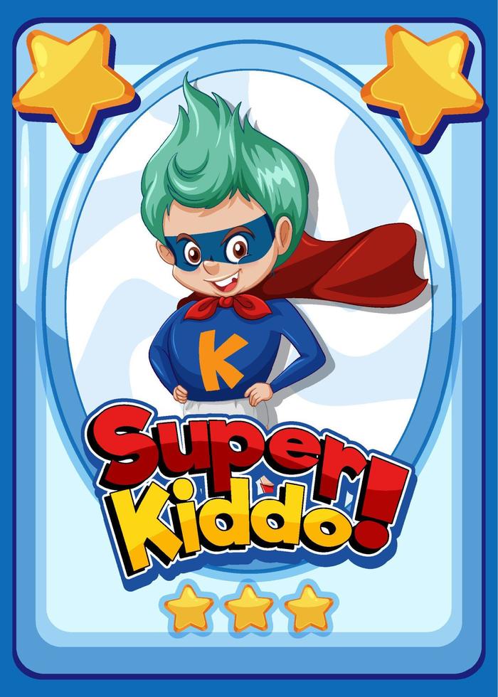 modèle de carte de jeu de personnage avec mot super kiddo vecteur