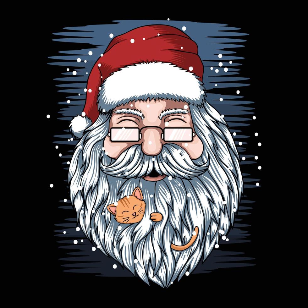 Père Noël et chatons joyeux noël vector illustration
