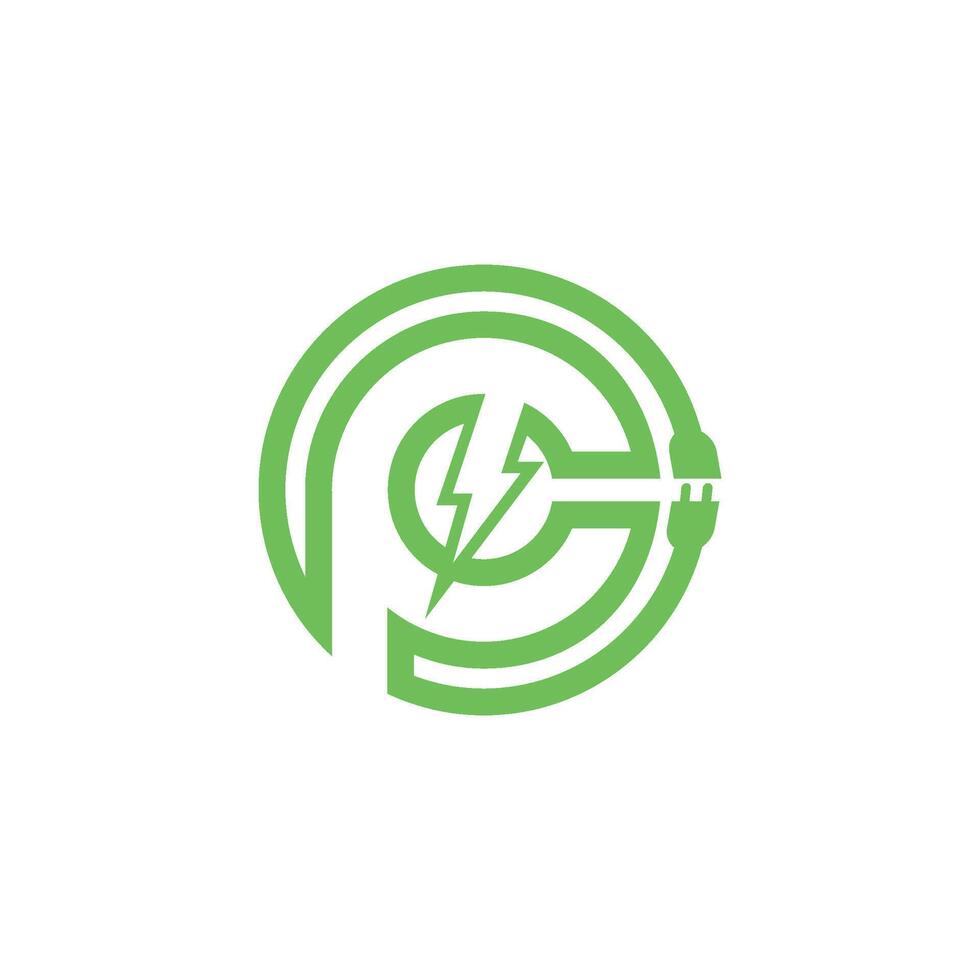 Puissance électrique lettre p logo vecteur