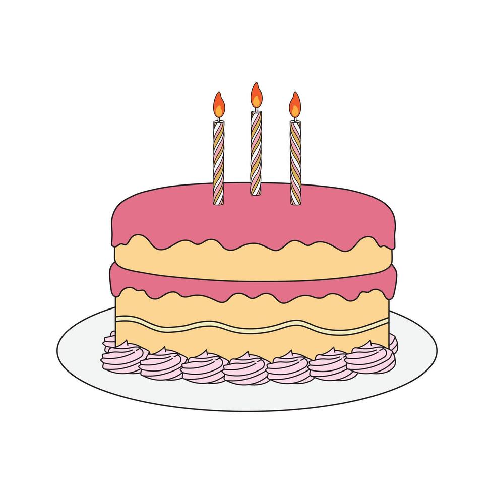 des gamins dessin vecteur illustration anniversaire gâteau plat dessin animé isolé
