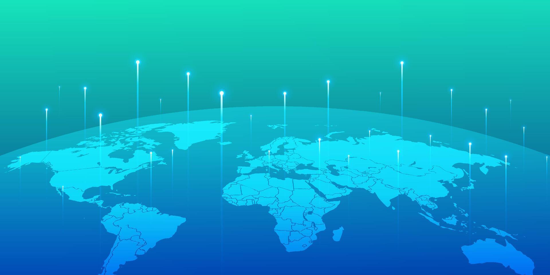 numérique La technologie futuriste l'Internet réseau lien bleu vert arrière-plan, abstrait nuage cyber information communication, ai gros données, innovation futur technologie, lignes points illustration 3d vecteur