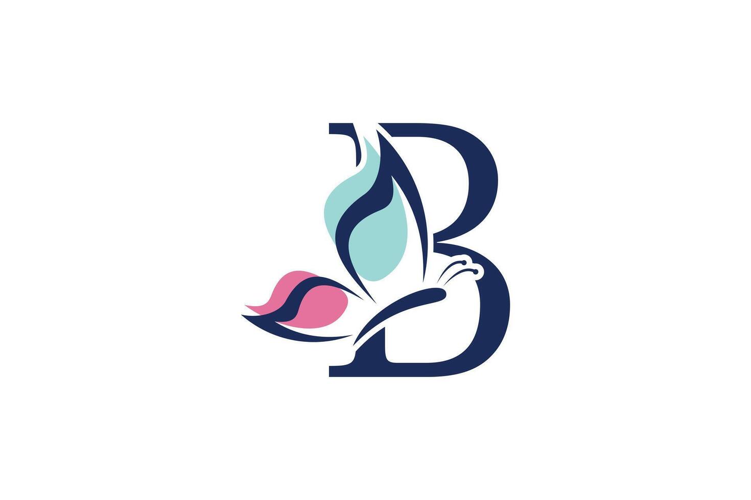 lettre b logo conception avec papillon illustration logo concept vecteur