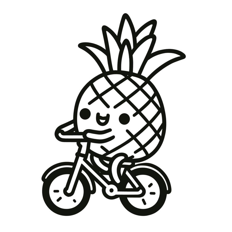 ai généré ananas équitation vélo clipart illustration, ai génératif pro vecteur