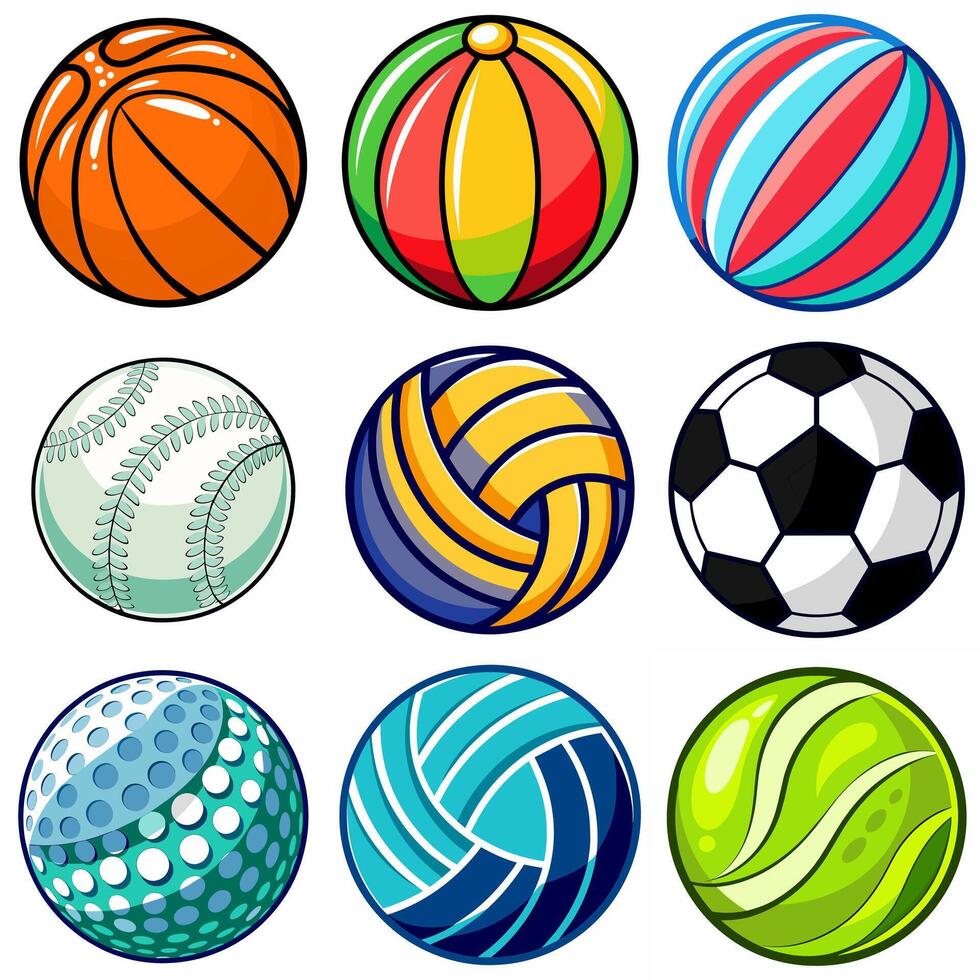 collection de rond des balles pour différent des sports et récréatif Activités vecteur illustration