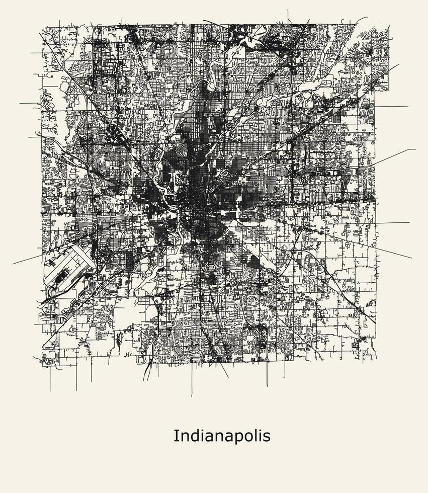 ville route carte de Indianapolis, Indiana, Etats-Unis vecteur