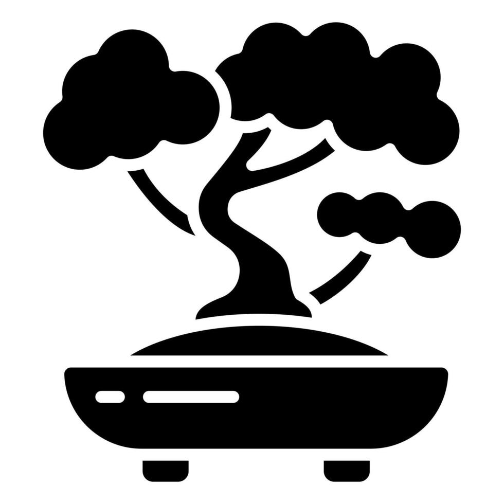 bonsaï arbre icône ligne vecteur illustration
