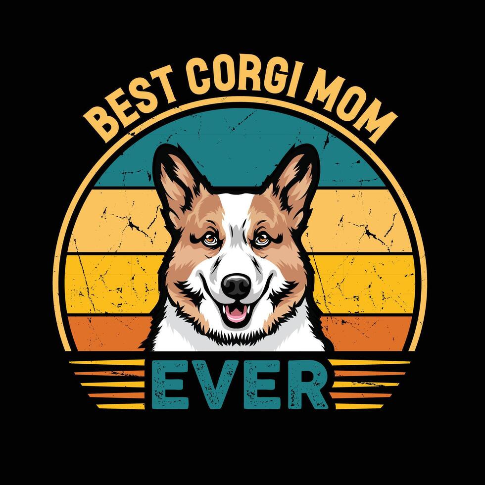 meilleur corgi maman déjà typographie rétro T-shirt conception, ancien tee chemise pro vecteur