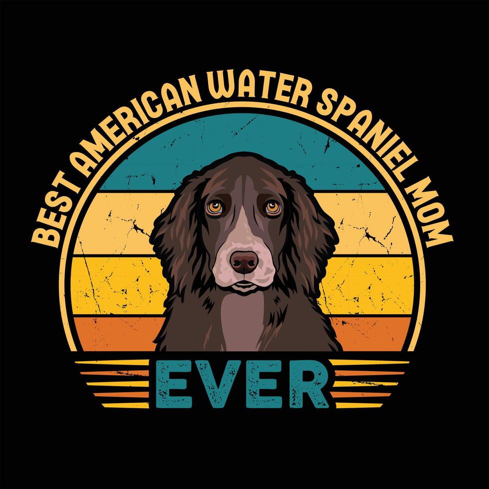 meilleur américain l'eau épagneul maman déjà typographie rétro T-shirt illustration, ancien tee pro vecteur