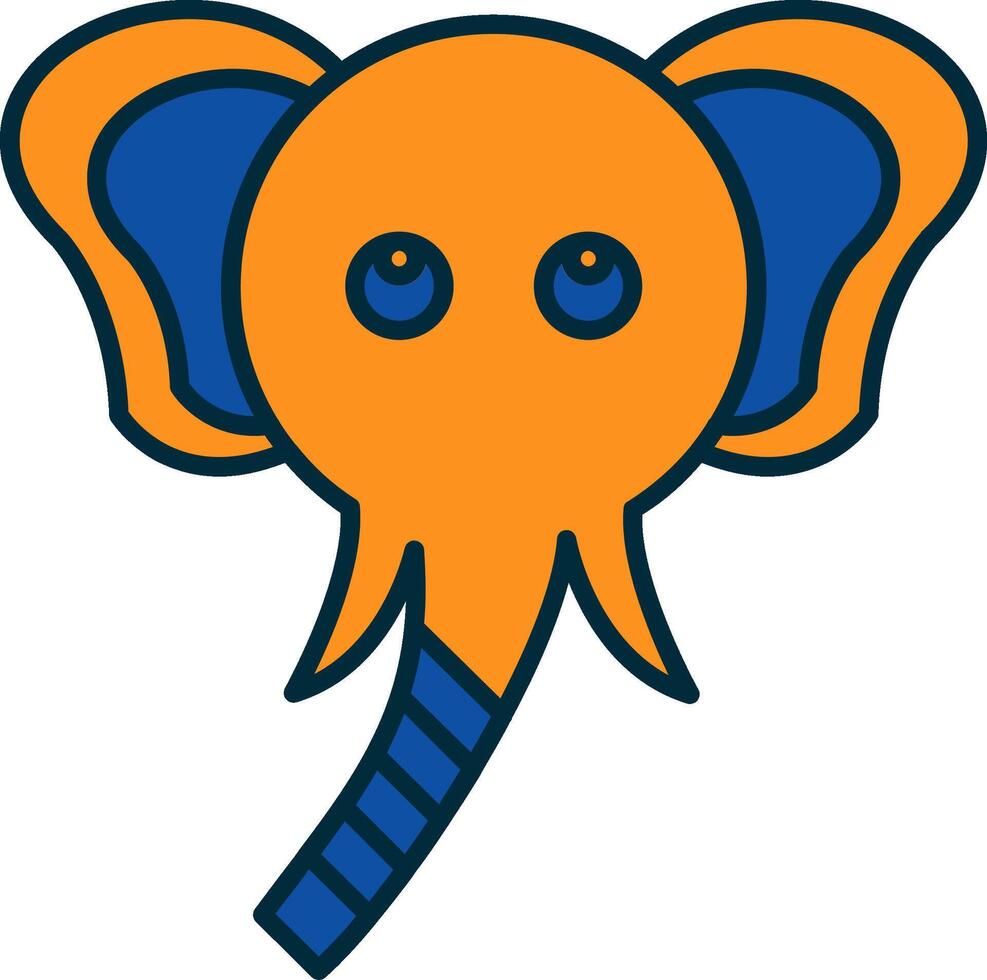 l'éléphant ligne rempli deux couleurs icône vecteur