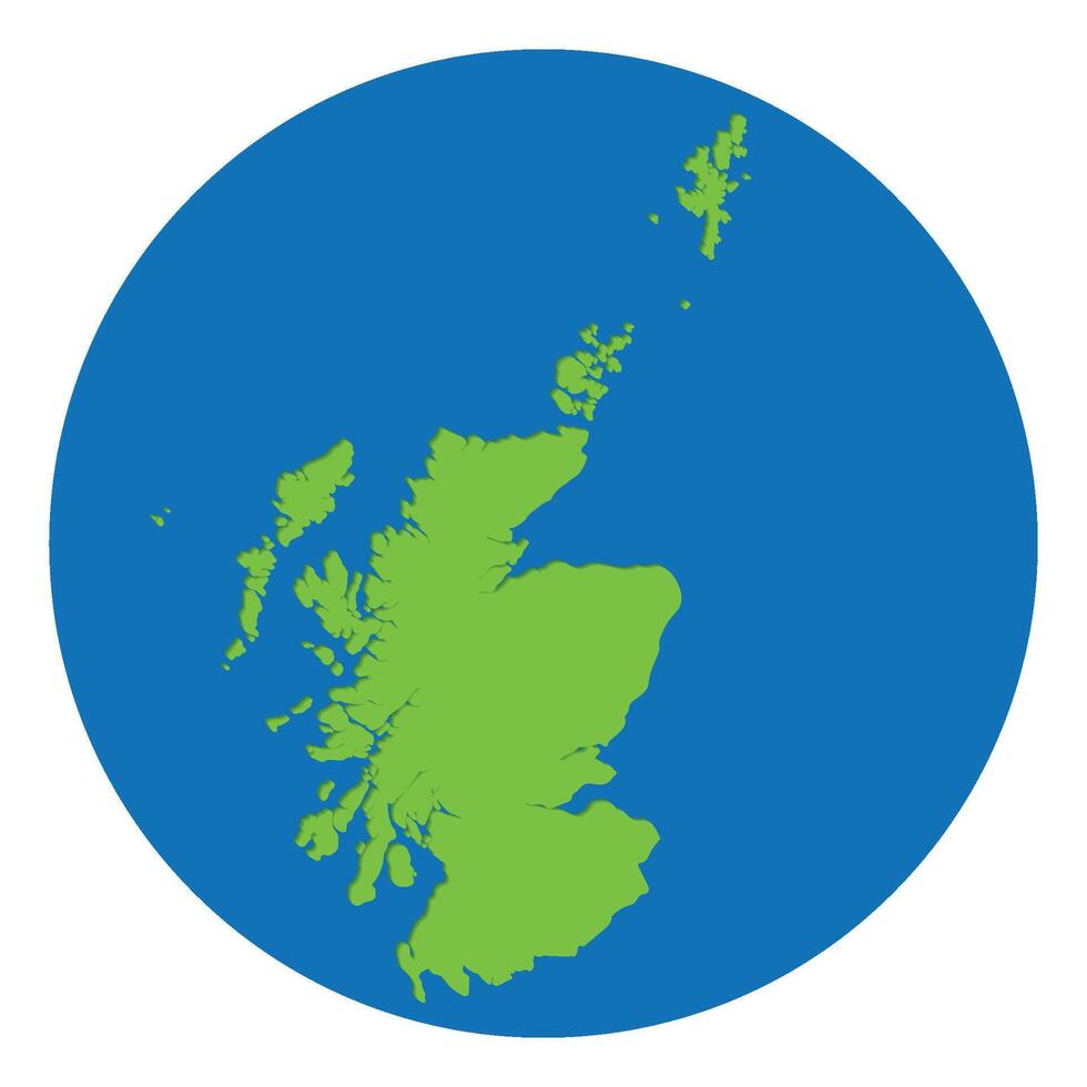 Écosse carte. carte de Écosse dans vert Couleur dans globe conception avec bleu cercle couleur. vecteur
