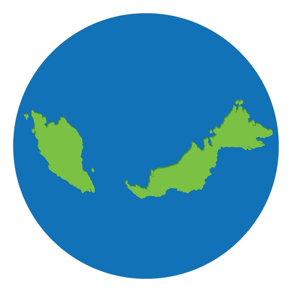 Malaisie carte. carte de Malaisie dans vert Couleur dans globe conception avec bleu cercle couleur. vecteur