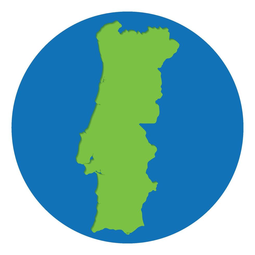 le Portugal carte. carte de le Portugal dans vert Couleur dans globe conception avec bleu cercle couleur. vecteur