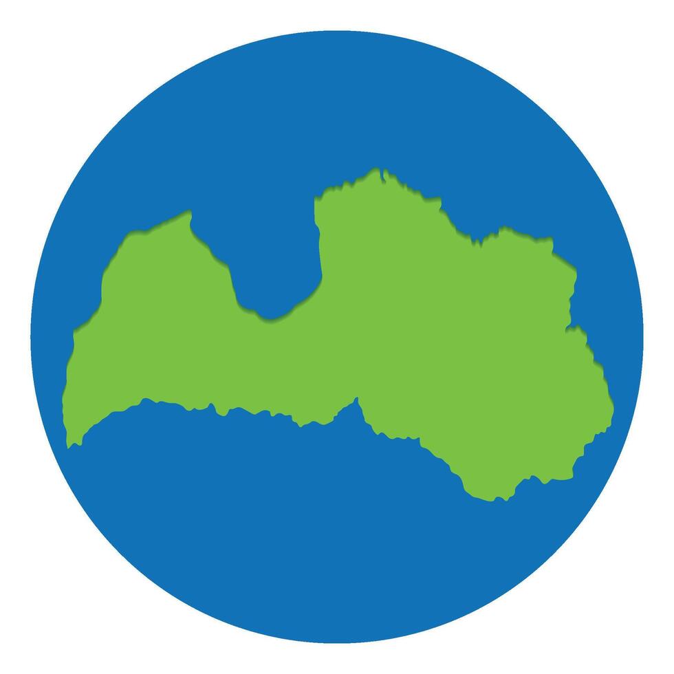 Lettonie carte. carte de Lettonie dans vert Couleur dans globe conception avec bleu cercle couleur. vecteur