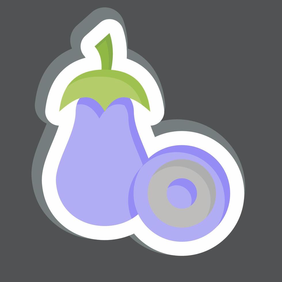 autocollant aubergine. en relation à végétalien symbole. Facile conception modifiable. Facile illustration vecteur