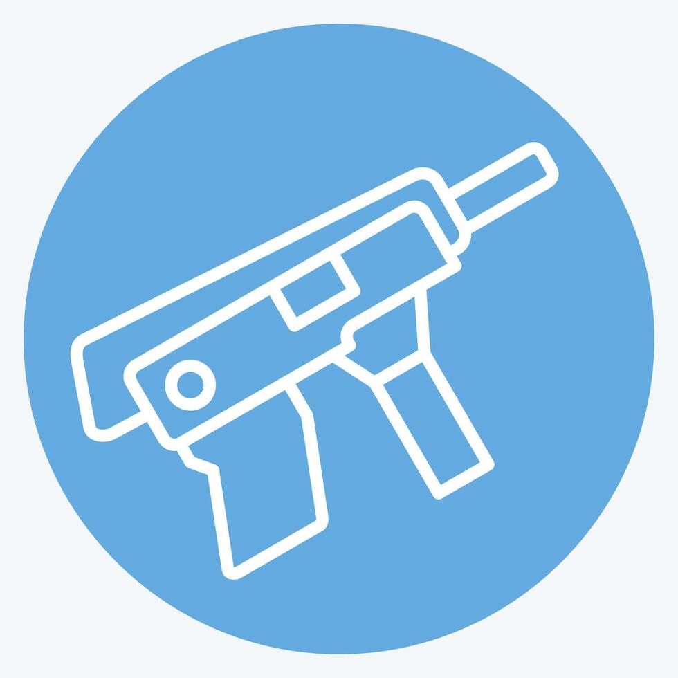 icône mitraillette pistolet. en relation à armes symbole. bleu yeux style. Facile conception modifiable. Facile illustration vecteur