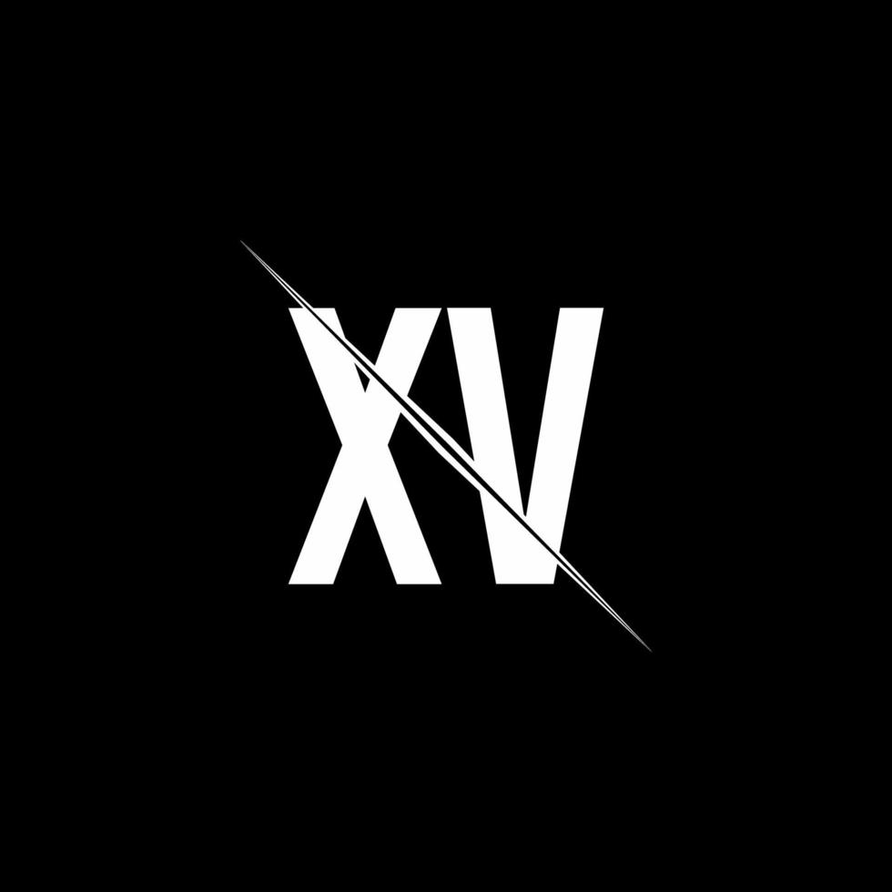 monogramme du logo xv avec modèle de conception de style slash vecteur