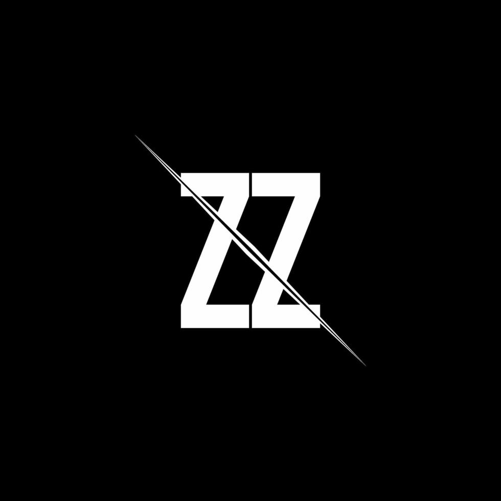 monogramme du logo zz avec modèle de conception de style slash vecteur