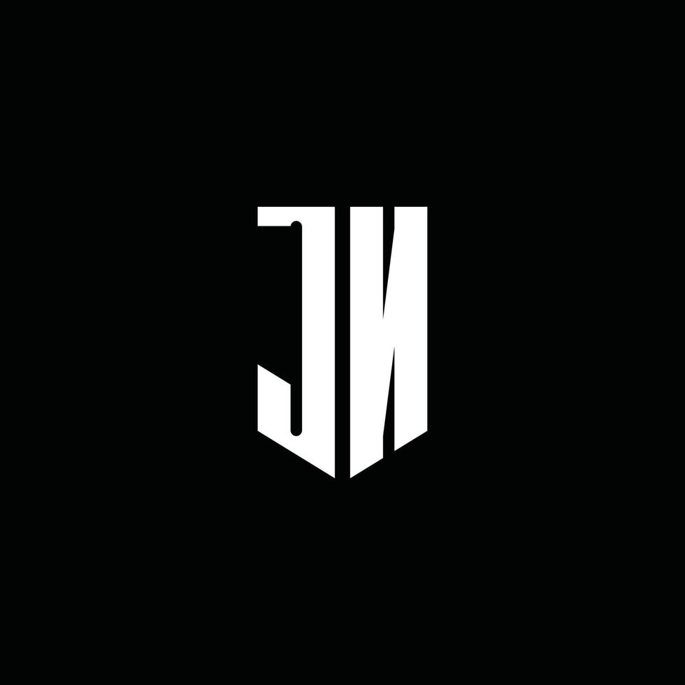 monogramme du logo jn avec style emblème isolé sur fond noir vecteur