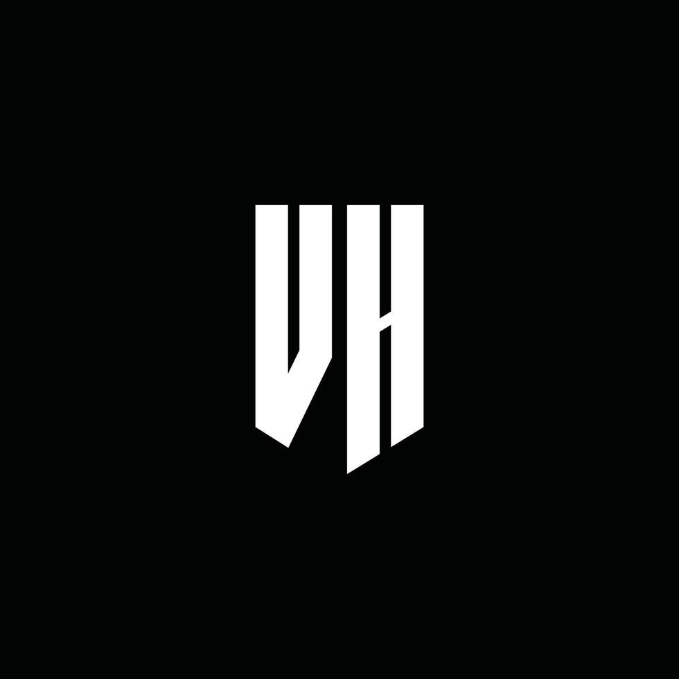 monogramme du logo vh avec style emblème isolé sur fond noir vecteur