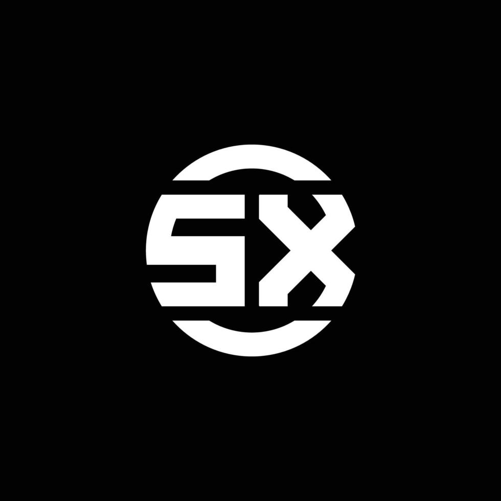 monogramme du logo sx isolé sur le modèle de conception d'élément de cercle vecteur