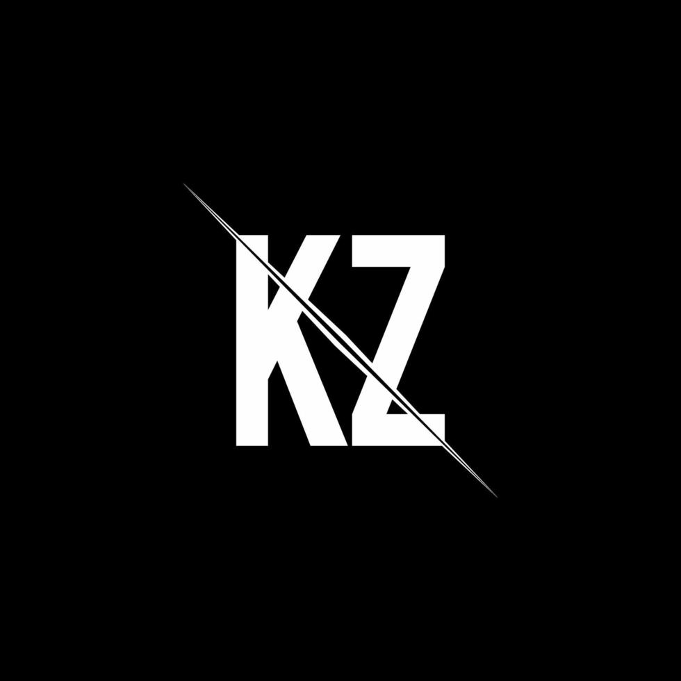 monogramme du logo kz avec modèle de conception de style barre oblique vecteur