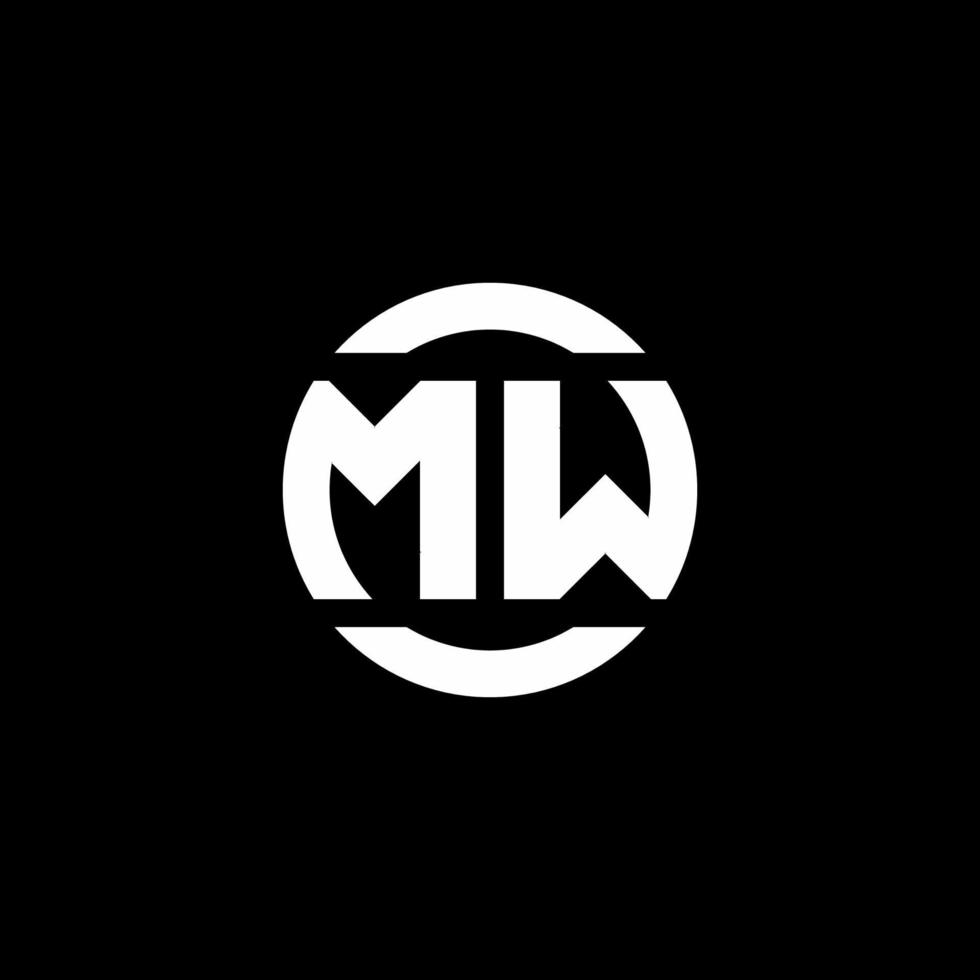 monogramme du logo mw isolé sur le modèle de conception d'élément de cercle vecteur