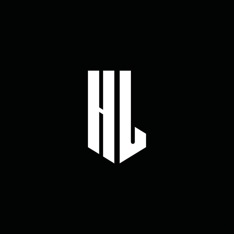 monogramme du logo hl avec style emblème isolé sur fond noir vecteur