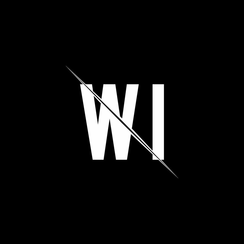 monogramme du logo wi avec modèle de conception de style slash vecteur