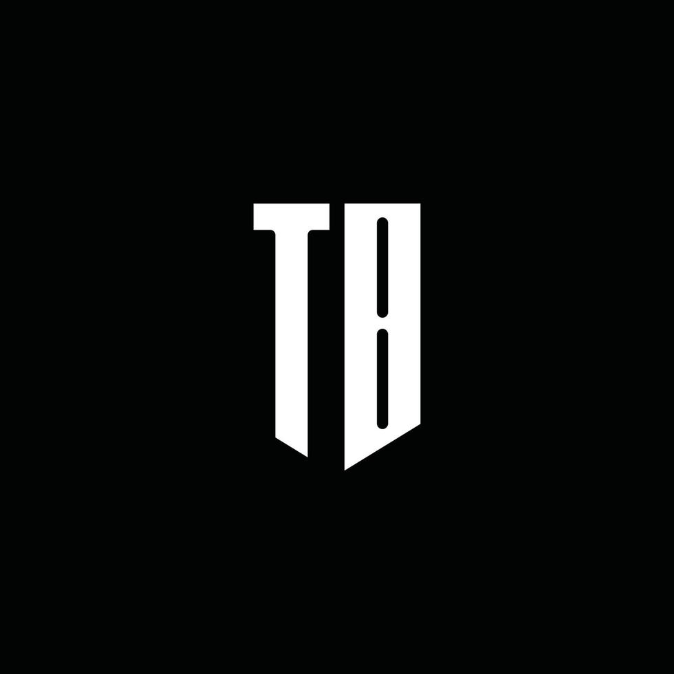 monogramme du logo tb avec style emblème isolé sur fond noir vecteur