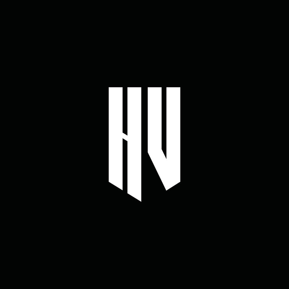 monogramme du logo hv avec style emblème isolé sur fond noir vecteur